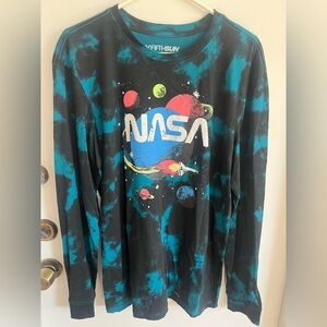 Fifth Sun Black and Teal Tie-Dye Graphic Tee